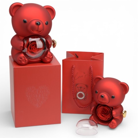 SCATOLA ORSETTO 9X10X13 ROSSA CCOLLANA ROSA STAB.